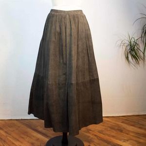 Y2K Deadstock Eskandar Full A-Line Leather Skirt | Waist 29" | VTG Vintage